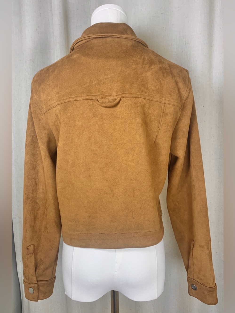 1 Sun Set Lane Size Small Camel Faux Suede Snap Front Jacket - Picture 5 of 7